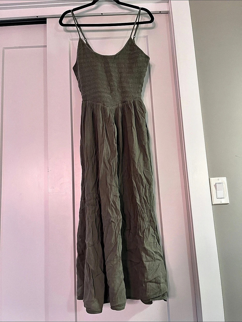 Real Good Smocked Maxi Dress in Green Size Medium NWT